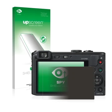 Front side of a product packaging with the brand logo upscreen. Next to it is the device Panasonic Lumix DMC-LF1 shown with th