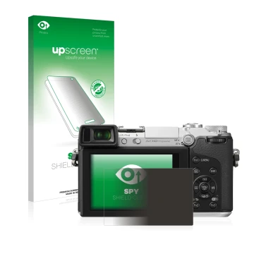 Front side of a product packaging with the brand logo upscreen. Next to it is the device Panasonic Lumix DMC-GX7 shown with th