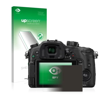 Front side of a product packaging with the brand logo upscreen. Next to it is the device Panasonic Lumix DMC-GH4 shown with th