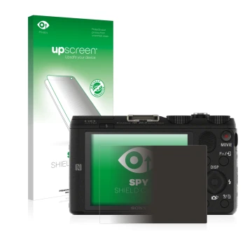 Front side of a product packaging with the brand logo upscreen. Next to it is the device Sony Cyber-Shot DSC-HX60V shown with 