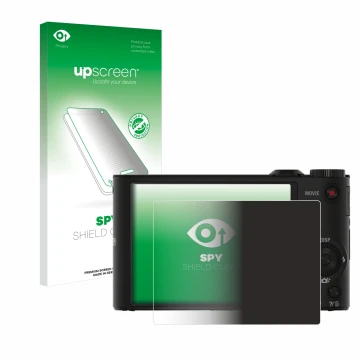 Front side of a product packaging with the brand logo upscreen. Next to it is the device Sony Cyber-Shot DSC-WX350 shown with 