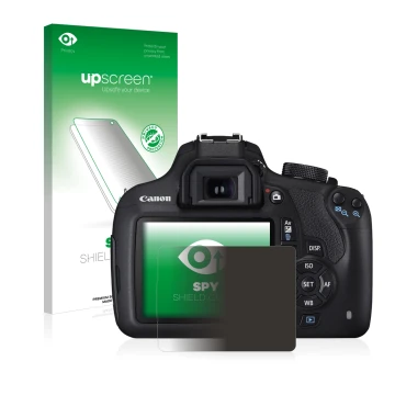 Front side of a product packaging with the brand logo upscreen. Next to it is the device Canon EOS 1200D shown with the corres