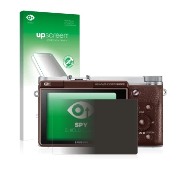 Front side of a product packaging with the brand logo upscreen. Next to it is the device Samsung NX3000 shown with the corresp