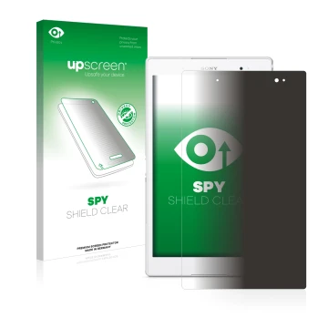 Front side of a product packaging with the brand logo upscreen. Next to it is the device Sony Xperia Z3 Tablet Compact SGP621 