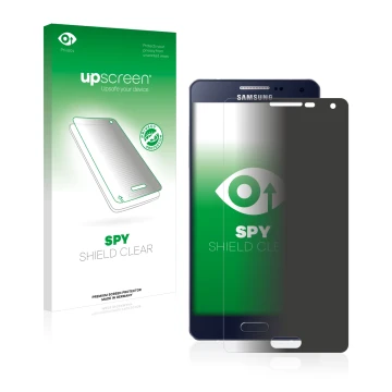 Front side of a product packaging with the brand logo upscreen. Next to it is the device Samsung Galaxy A5 2015 shown with the