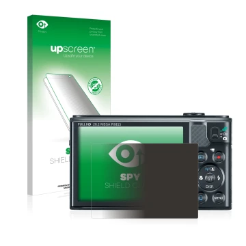 Front side of a product packaging with the brand logo upscreen. Next to it is the device Canon PowerShot SX610 HS shown with t