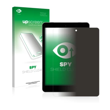 Front side of a product packaging with the brand logo upscreen. Next to it is the device Kiano SlimTab 8 shown with the corres