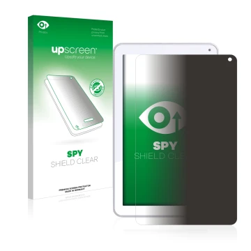 Front side of a product packaging with the brand logo upscreen. Next to it is the device Odys Maven 10 shown with the correspo