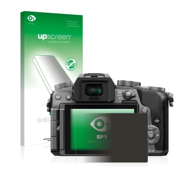 Front side of a product packaging with the brand logo upscreen. Next to it is the device Panasonic Lumix DMC-G7 shown with the