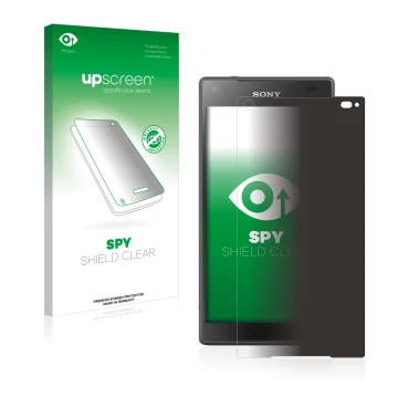 Front side of a product packaging with the brand logo upscreen. Next to it is the device Sony Xperia Z5 Compact shown with the