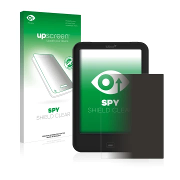 Front side of a product packaging with the brand logo upscreen. Next to it is the device Tolino Shine 2 HD shown with the corr