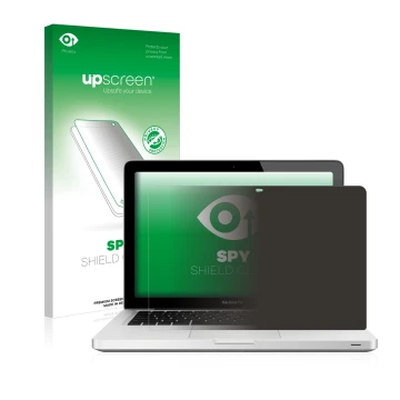 Front side of a product packaging with the brand logo upscreen. Next to it is the device Apple MacBook Pro 13