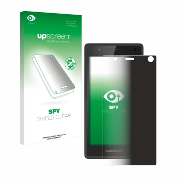 Front side of a product packaging with the brand logo upscreen. Next to it is the device Fairphone 2 shown with the correspond