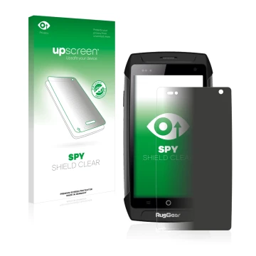 Front side of a product packaging with the brand logo upscreen. Next to it is the device RugGear RG730 shown with the correspo