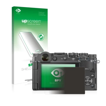 Front side of a product packaging with the brand logo upscreen. Next to it is the device Olympus PEN-F shown with the correspo