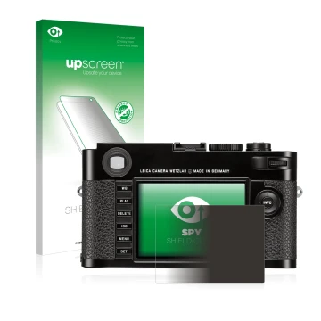 Front side of a product packaging with the brand logo upscreen. Next to it is the device Leica M (Typ 262) shown with the corr
