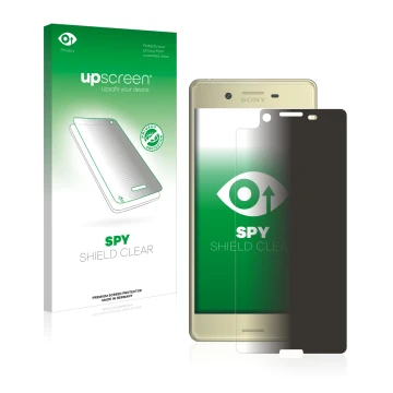 Front side of a product packaging with the brand logo upscreen. Next to it is the device Sony Xperia X shown with the correspo