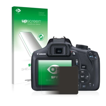 Front side of a product packaging with the brand logo upscreen. Next to it is the device Canon EOS 1300D shown with the corres