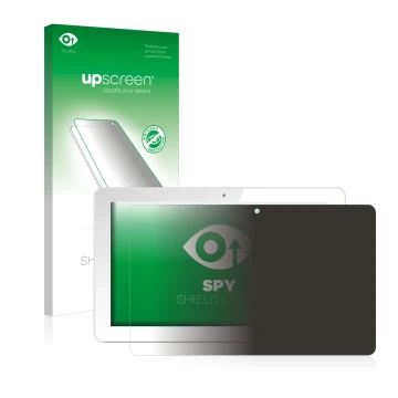 Front side of a product packaging with the brand logo upscreen. Next to it is the device Odys Rise 10 Quad shown with the corr