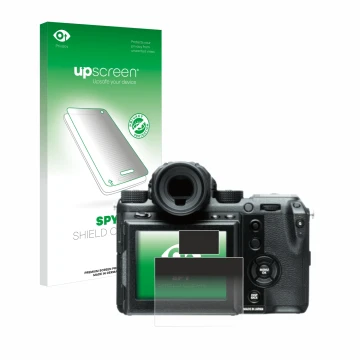 Front side of a product packaging with the brand logo upscreen. Next to it is the device Fujifilm GFX50S shown with the corres