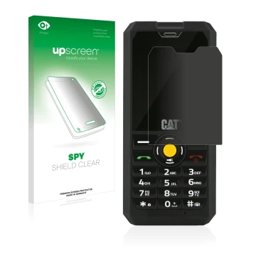 Front side of a product packaging with the brand logo upscreen. Next to it is the device Caterpillar Cat B30 shown with the co