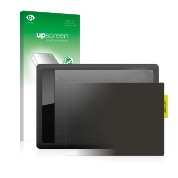 Front side of a product packaging with the brand logo upscreen. Next to it is the device Wacom One s CTL-471 shown with the co