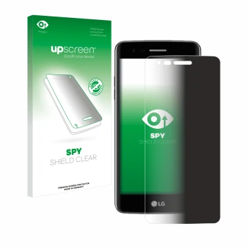 Front side of a product packaging with the brand logo upscreen. Next to it is the device LG K8 2017 shown with the correspondi