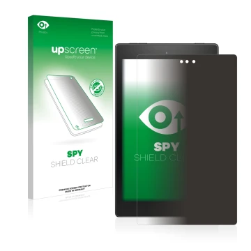 Front side of a product packaging with the brand logo upscreen. Next to it is the device Amazon Fire HD 8 2018 (8th Gen.) show