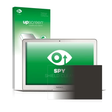 Front side of a product packaging with the brand logo upscreen. Next to it is the device Apple MacBook Air 13