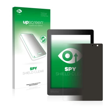 Front side of a product packaging with the brand logo upscreen. Next to it is the device Kobo Aura One shown with the correspo