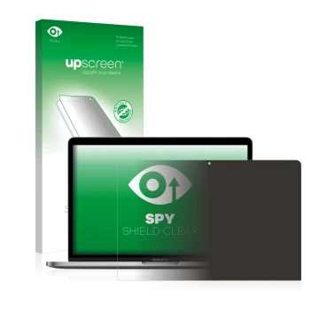 Front side of a product packaging with the brand logo upscreen. Next to it is the device Apple MacBook Pro 13