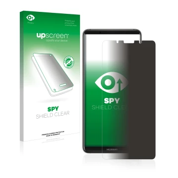 Front side of a product packaging with the brand logo upscreen. Next to it is the device Huawei Mate 10 Pro shown with the cor