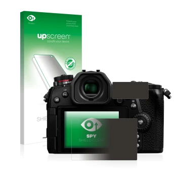 Front side of a product packaging with the brand logo upscreen. Next to it is the device Panasonic Lumix DC-G9 shown with the 
