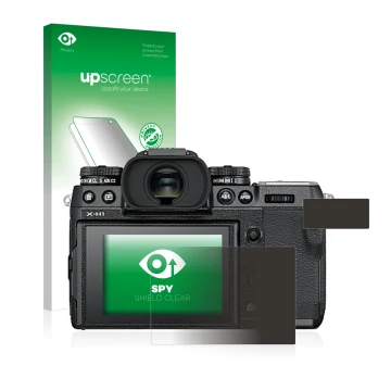 Front side of a product packaging with the brand logo upscreen. Next to it is the device Fujifilm X-H1 shown with the correspo