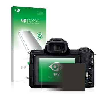 Front side of a product packaging with the brand logo upscreen. Next to it is the device Canon EOS M50 shown with the correspo