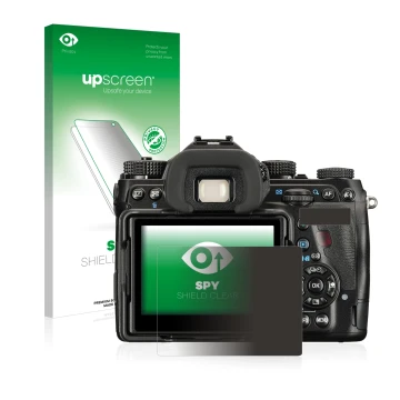 Front side of a product packaging with the brand logo upscreen. Next to it is the device Pentax K-1 Mark II shown with the cor