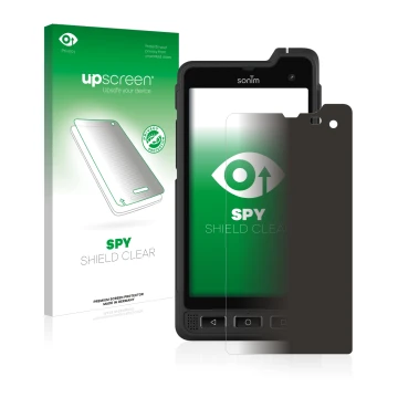 Front side of a product packaging with the brand logo upscreen. Next to it is the device Sonim XP8 shown with the correspondin