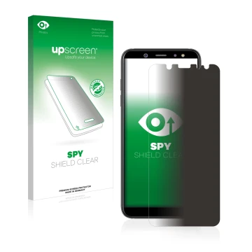 Front side of a product packaging with the brand logo upscreen. Next to it is the device Samsung Galaxy A6 2018 shown with the