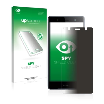 Front side of a product packaging with the brand logo upscreen. Next to it is the device Sony Xperia XZ2 Premium shown with th