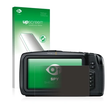 Front side of a product packaging with the brand logo upscreen. Next to it is the device Blackmagic Pocket Cinema Camera 4K sh
