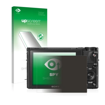 Front side of a product packaging with the brand logo upscreen. Next to it is the device Sony Cyber-Shot DSC-RX100 VI shown wi