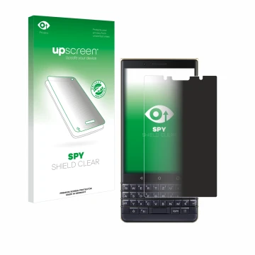 Front side of a product packaging with the brand logo upscreen. Next to it is the device BlackBerry Key2 LE shown with the cor
