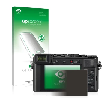 Front side of a product packaging with the brand logo upscreen. Next to it is the device Panasonic Lumix DC-LX100 II shown wit