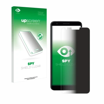 Front side of a product packaging with the brand logo upscreen. Next to it is the device Google Pixel 3a shown with the corres