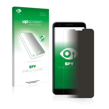 Front side of a product packaging with the brand logo upscreen. Next to it is the device Google Pixel 3a XL shown with the cor