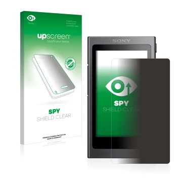 Front side of a product packaging with the brand logo upscreen. Next to it is the device Sony Walkman A40 shown with the corre