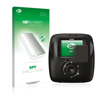 Front side of a product packaging with the brand logo upscreen. Next to it is the device Fujifilm Instax Square SQ20 shown wit