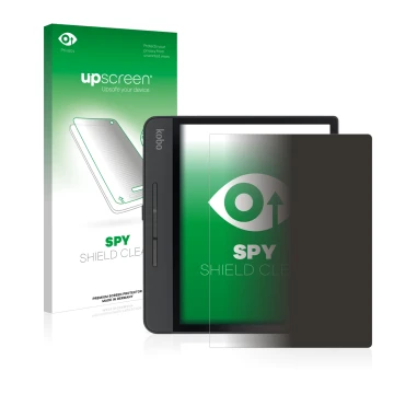 Front side of a product packaging with the brand logo upscreen. Next to it is the device Kobo Forma shown with the correspondi