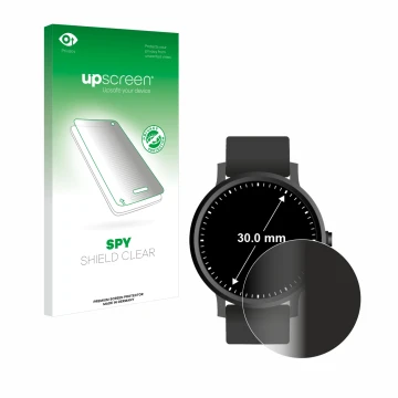 Front side of a product packaging with the brand logo upscreen. Next to it is the device Circular Displays (ø: 30 mm) shown wi
