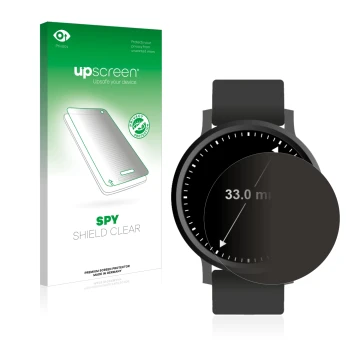 Front side of a product packaging with the brand logo upscreen. Next to it is the device Circular Displays (ø: 33 mm) shown wi